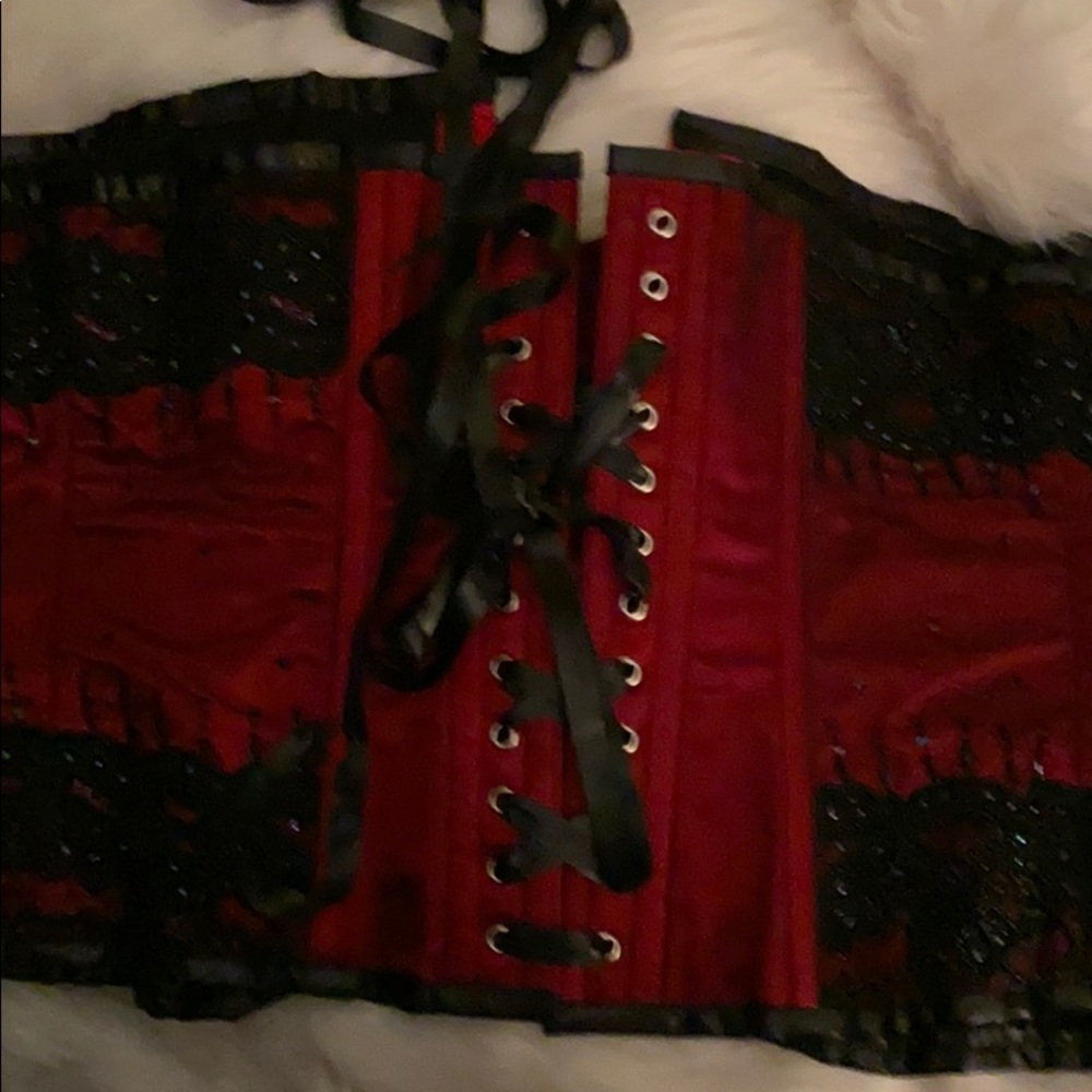 Beautiful plus size satin and beaded corset